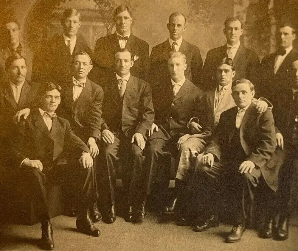 Antique RPPC Postcard 1900s Ephemera Large Group Portrait Black White Unused SEE